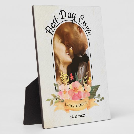 かわいい桃フローラフォトア最高のルチーデイエバ結婚ーズ フォトプラーク (側面)