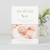 かわいい桃フローラフォトガール誕生のお知らせ サンキューカード (スタンド正面)