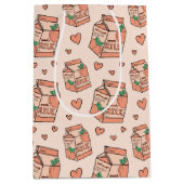 かわいい桃乳カートンパターン ミディアムペーパーバッグ (正面)