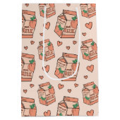 かわいい桃乳カートンパターン ミディアムペーパーバッグ (裏面)