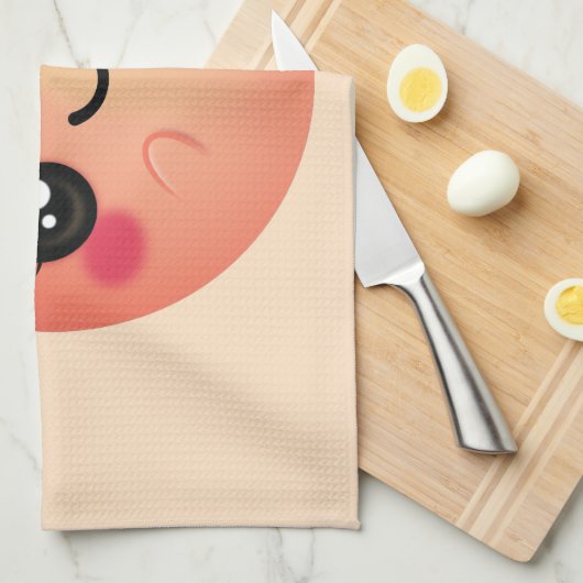 かわいい桃 キッチンタオル (四つ折り)