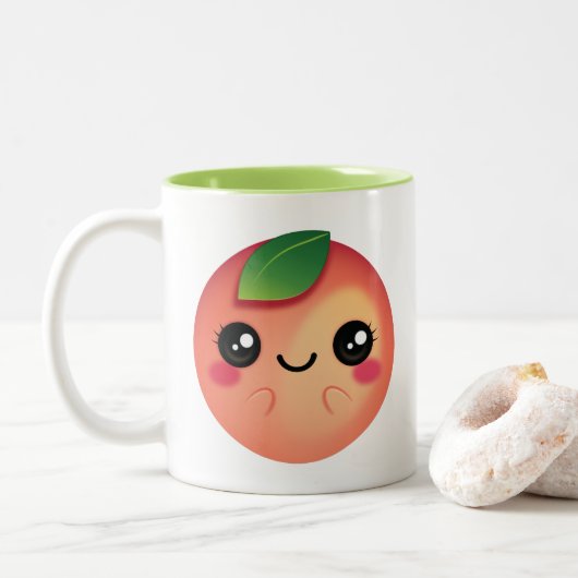 かわいい桃 ツートーンマグカップ (ドーナツ)