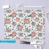 かわいい桃&桃の花の花柄 薄葉紙 (クラフト)