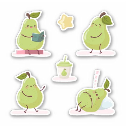 かわいい梨のセット シール (正面)