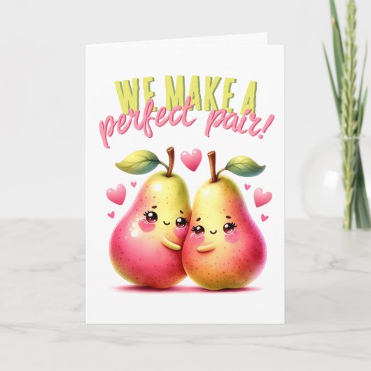 かわいい梨のバレンタインを完璧に作おもしろいる カード (正面)