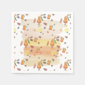 かわいい梨のパターン水彩アート スタンダードカクテルナプキン (正面)