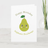 かわいい梨の誕生日カード サンキューカード (正面)