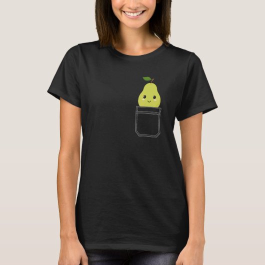 かわいい梨を覗くポケットナシ Tシャツ (正面)