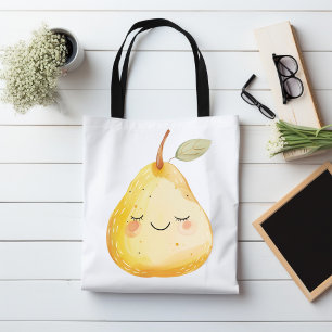 かわいい梨イラストレーショントートバッグお洒落フルーツ トートバッグ