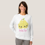 かわいい梨カップル完璧なペアパおもしろいン Tシャツ (正面フル)