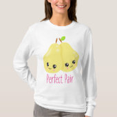 かわいい梨カップル完璧なペアパおもしろいン Tシャツ (正面)