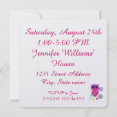 かわいい棒つきキャンデーのフクロウのカスタムな誕生日のパーティの招待状 招待状 (裏面)