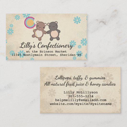 かわいい棒つきキャンデーはキャンディ作りのビジネスに友達を産む 名刺 (正面/裏面)