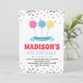 かわいい棒つきキャンデー誕生日パーティーの招待 招待状 (スタンド正面)