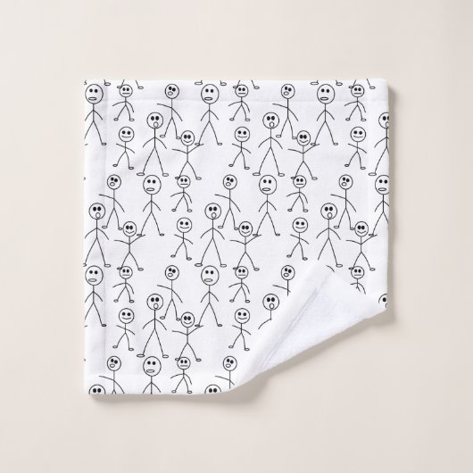 かわいい棒の人は白黒を計算します バスタオルセット (ウォッシュタオル)