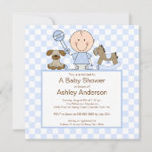 かわいい棒の姿の男の子のベビーシャワー 招待状 (正面)