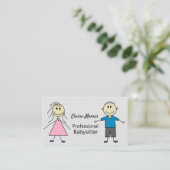かわいい棒の男の子および女の子の子供のベビーシッター 名刺 (スタンド正面)