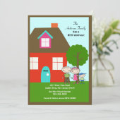 かわいい棒人間家族 〜 転居のお知らせ 案内状 (スタンド正面)