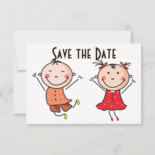 かわいい棒人間 Save the Date 招待状 (正面)
