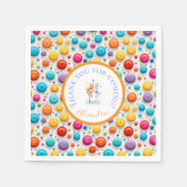 かわいい森うさぎカラフル水玉模様N スタンダードカクテルナプキン (正面)