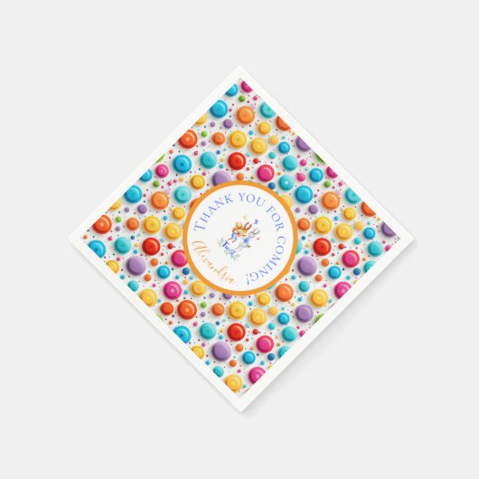 かわいい森うさぎカラフル水玉模様N スタンダードカクテルナプキン (角)