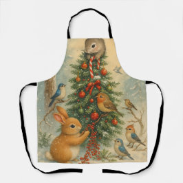 かわいい森のうさぎのクリスマスコージーなホリデー エプロン