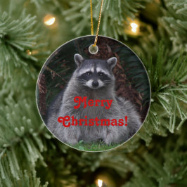 かわいい森のアライグマのクリスマス セラミックオーナメント