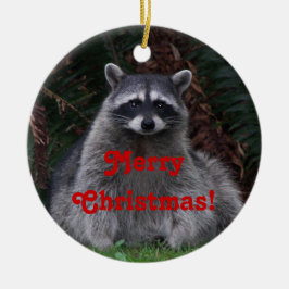 かわいい森のアライグマのクリスマス セラミックオーナメント