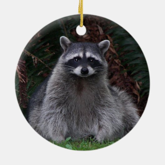 かわいい森のアライグマのクリスマス セラミックオーナメント (裏面)