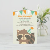 かわいい森のアライグマの誕生日パーティー招待状 招待状 (スタンド正面)