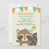 かわいい森のアライグマの誕生日パーティー招待状 招待状 (正面)