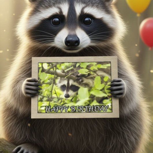 かわいい森のアライグマの誕生日 カード