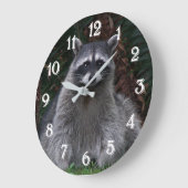 かわいい森のアライグマの野生写真 ラージ壁時計 (傾斜)
