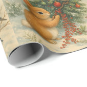 かわいい森のウサギのクリスマスウインター ラッピングペーパー (ロールコーナー)
