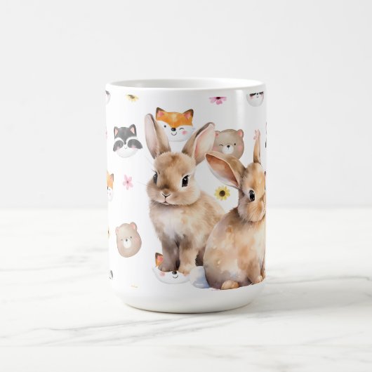 かわいい森のウサギのコーヒーマグ コーヒーマグカップ (中央)