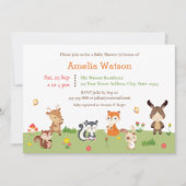 かわいい森のカラフルなジャングル動物のベビーシャワー 招待状 (正面)