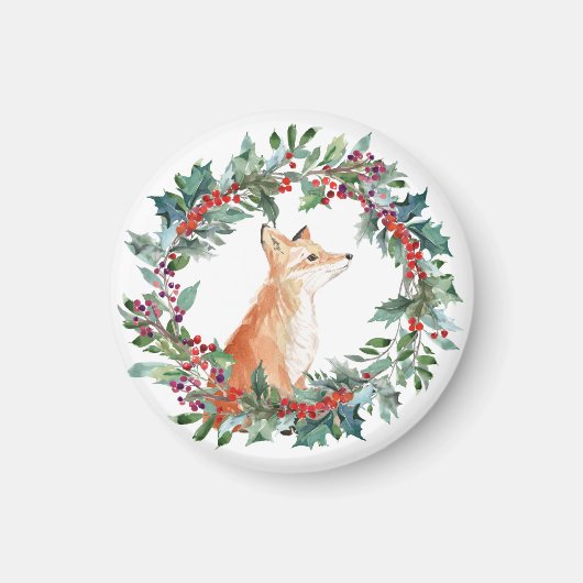 かわいい森のキツネクリスマス マグネット (正面)