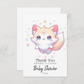 かわいい森のキツネベビーシャワー サンキューカード (正面/裏面)