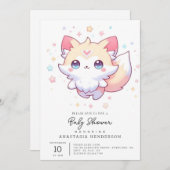 かわいい森のキツネベビーシャワー 招待状 (正面/裏面)