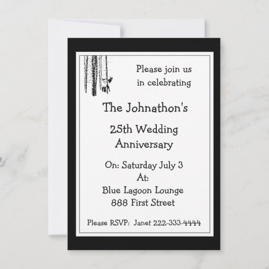 かわいい森のキツネ動物アート結婚記念日 招待状 (裏面)