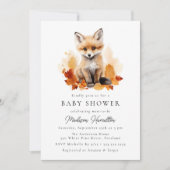 かわいい森のキツネ秋のベイビーシャワー 招待状 (正面)
