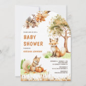 かわいい森のキツネ秋の赤ちゃん歓迎会 招待状 (正面)