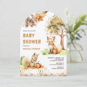 かわいい森のキツネ秋の赤ちゃん歓迎会 招待状 (スタンド正面)