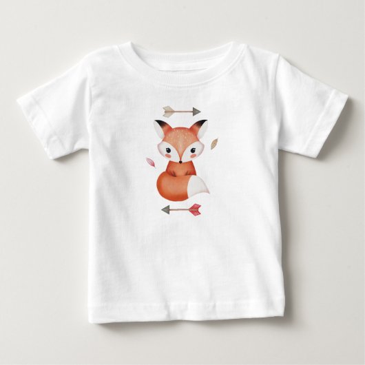 かわいい森のキツネ - 子供のためのファンタジーな動物アート ベビーTシャツ (正面)
