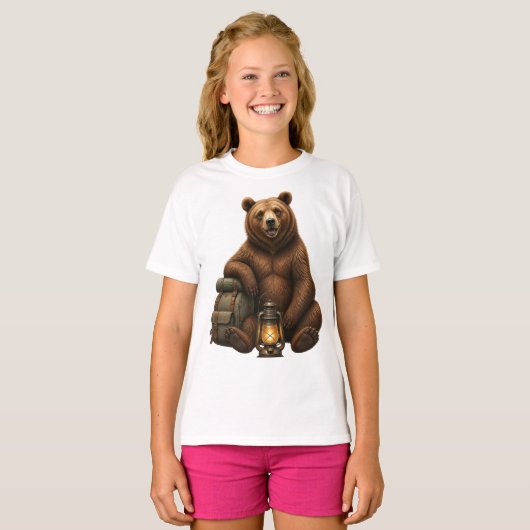 かわいい森のクマのキャラクターTシャツ Tシャツ (正面フル)