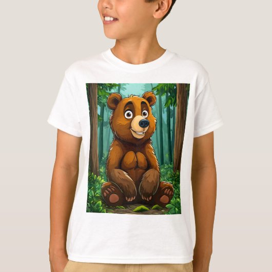 🧸 かわいい森のクマの子供用アドベンチャーギフト✨ Tシャツ (正面)