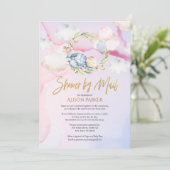 かわいい森のクマ雲の睡眠 |メールによるベビーシャワー 招待状 (スタンド正面)