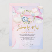 かわいい森のクマ雲の睡眠 |メールによるベビーシャワー 招待状 (正面/裏面)