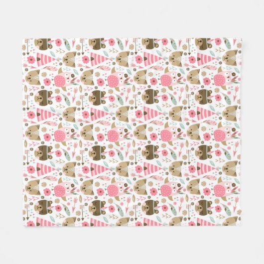 かわいい森のクリッター フリースブランケット (正面(横))