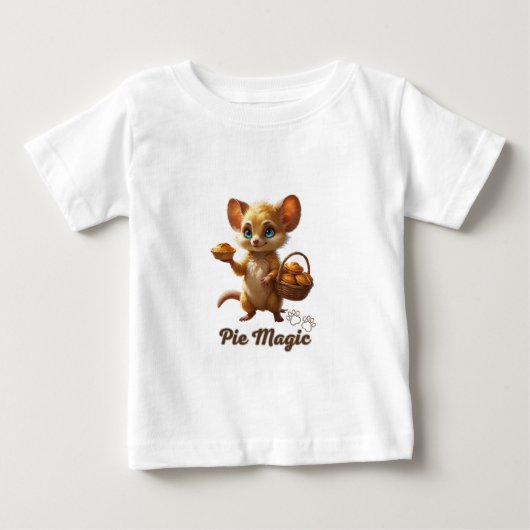 かわいい森のネズミとパイ ベビーTシャツ (正面)